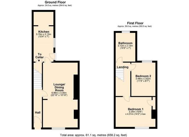 2 bedroom terraced house to rent